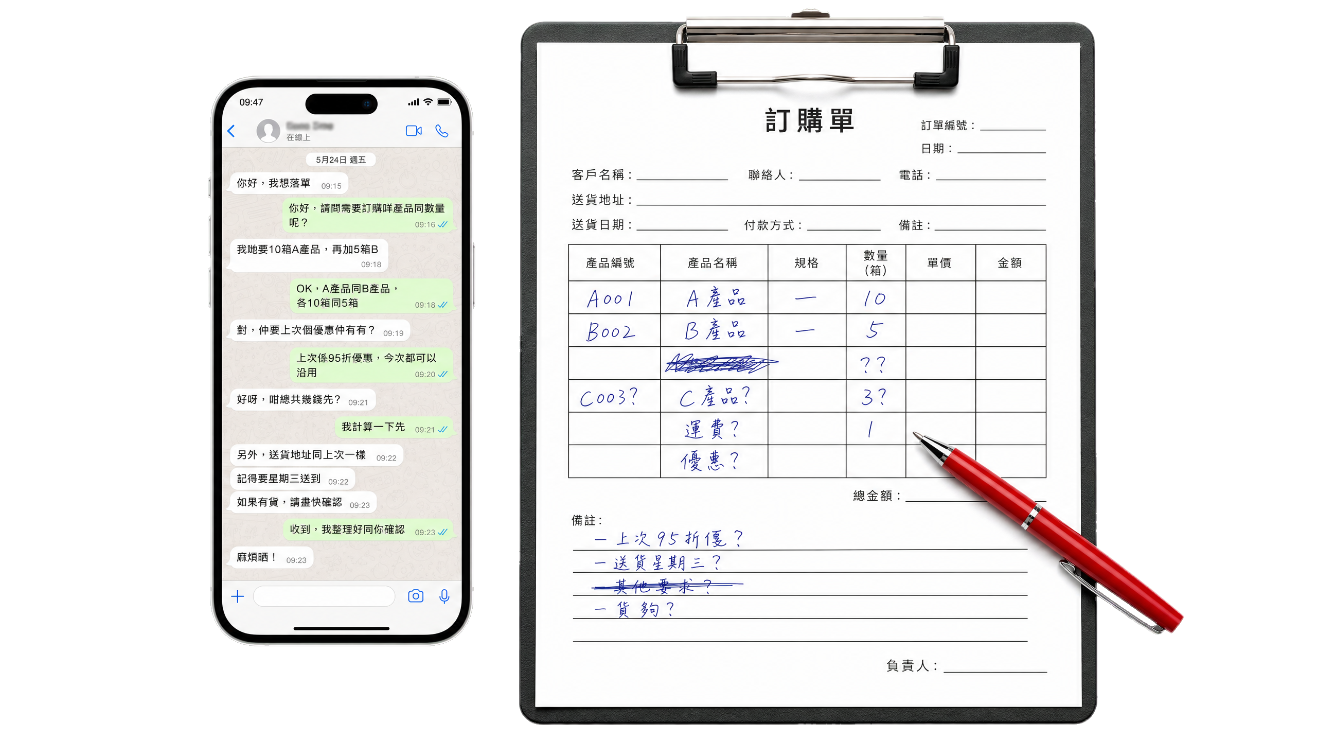 人手接單容易遺漏