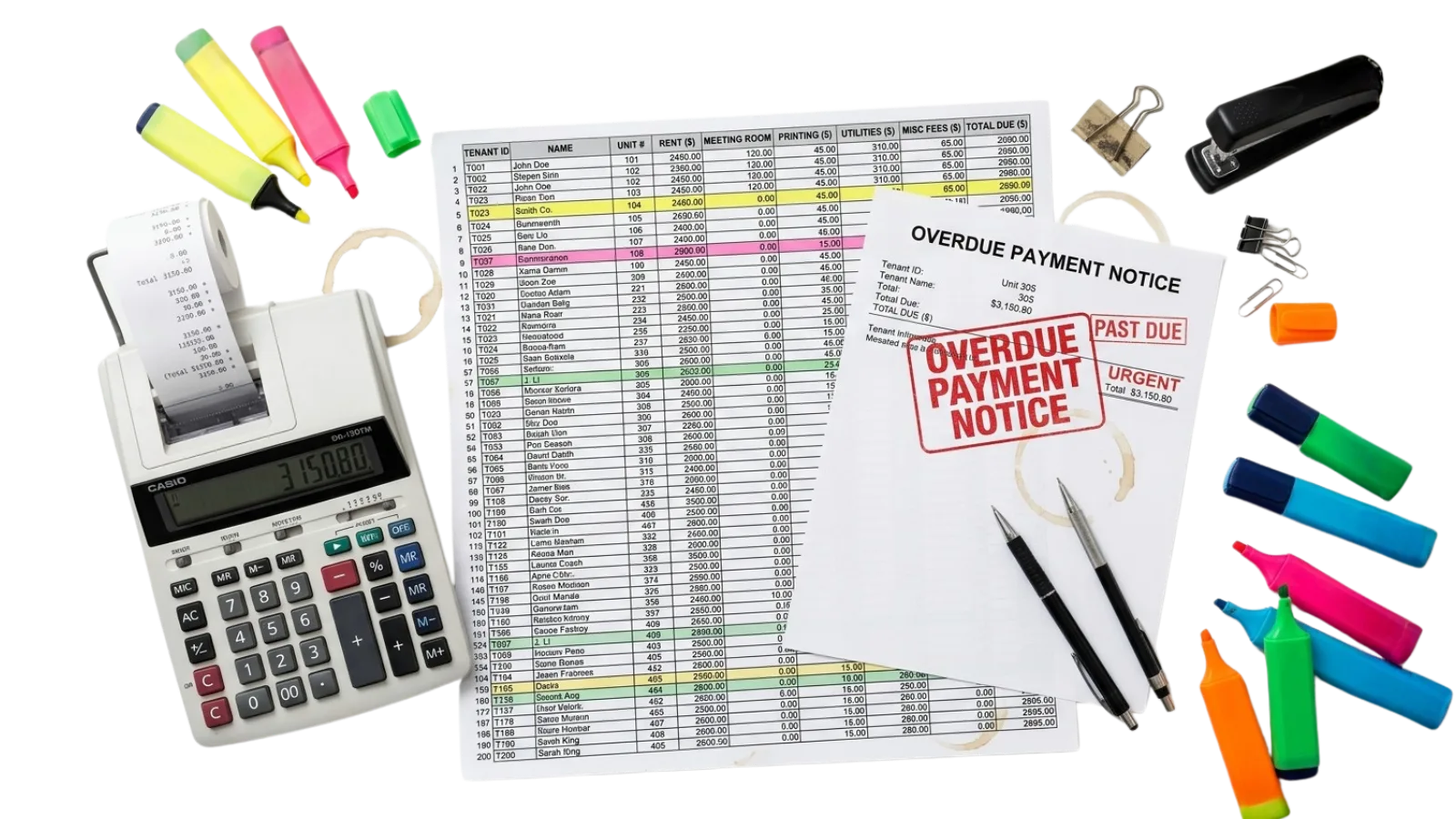 Lease and extra fee calculation takes time