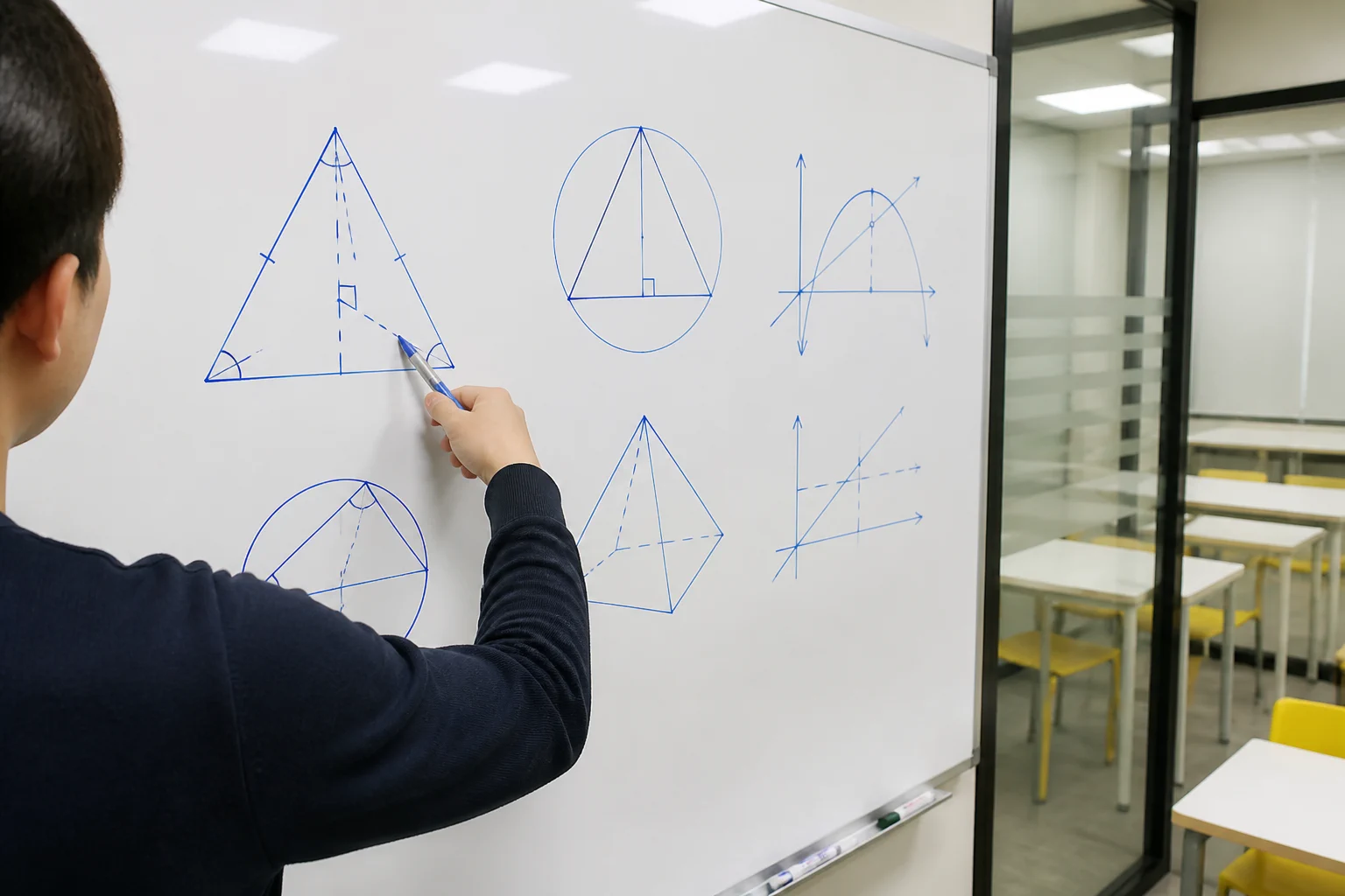 MathPro 導師於白板前講解數學公式